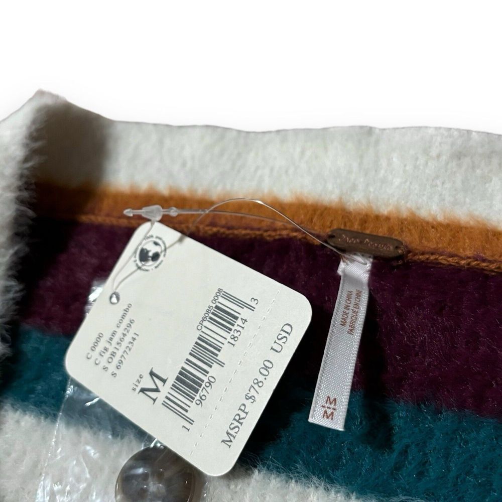 NWT Free People Ciara Fig Jam Striped Fuzzy Mini Skirt Size Medium 14.5 x 17 - Picture 4 of 6